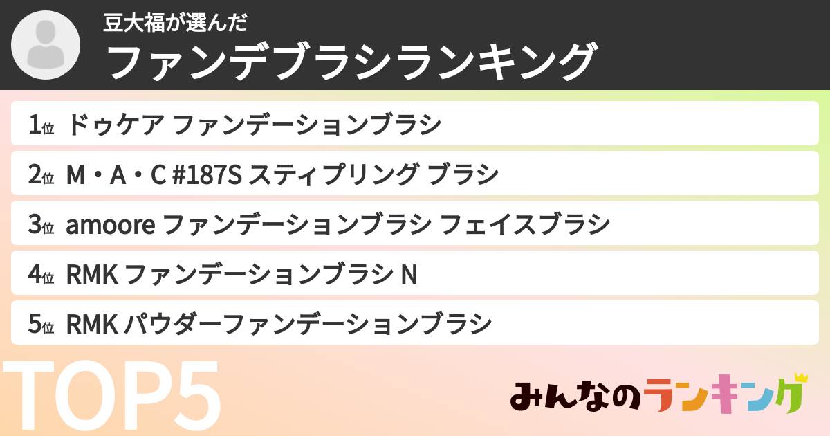 豆大福さんの「ファンデブラシランキング」
