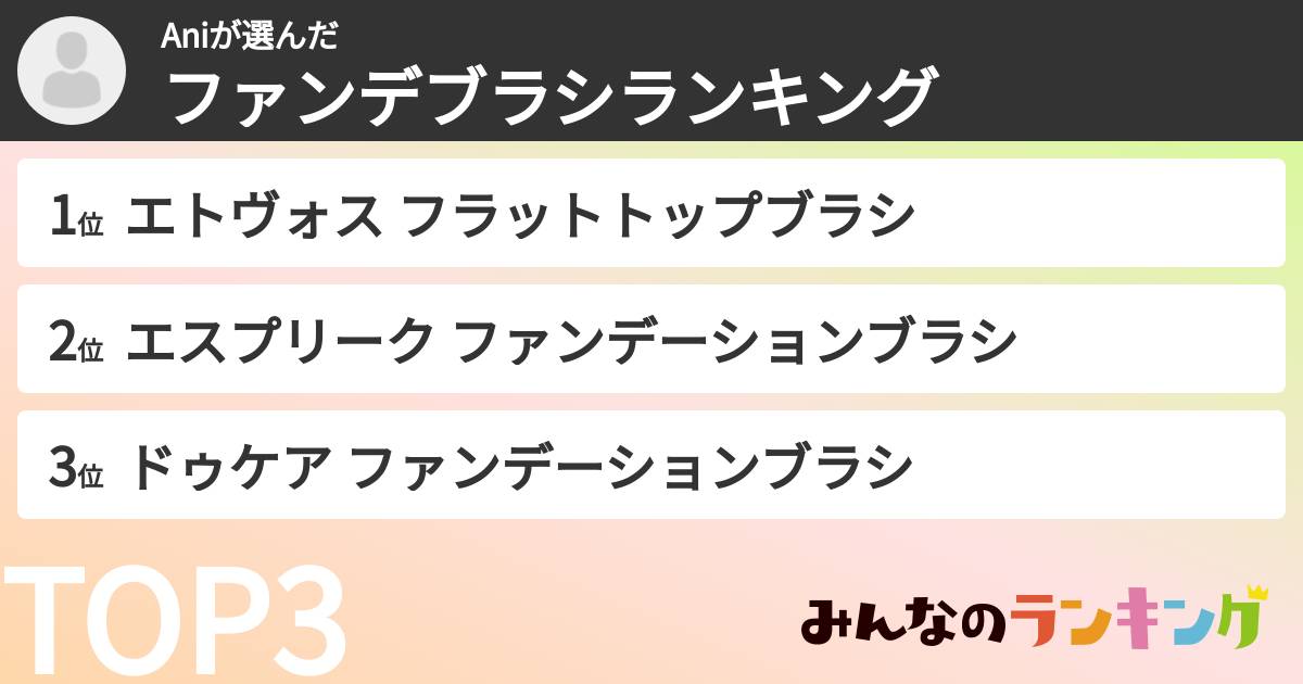 Aniさんの「ファンデブラシランキング」