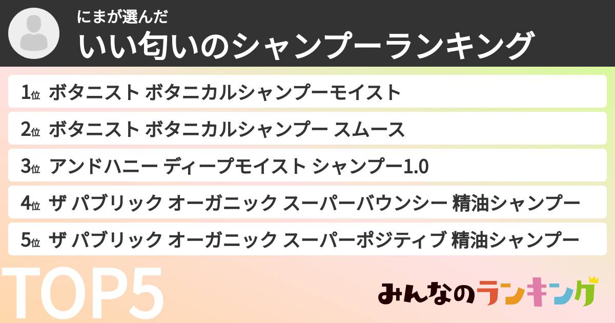 にまさんの「いい匂いのシャンプーランキング」