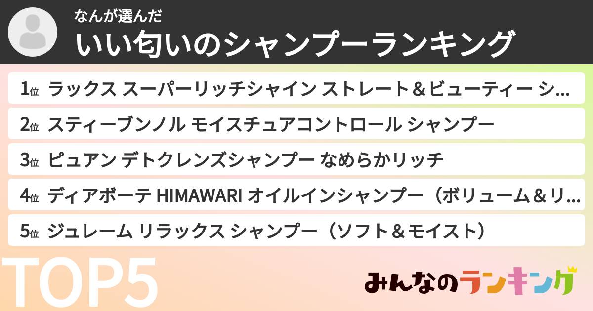なんさんの「いい匂いのシャンプーランキング」