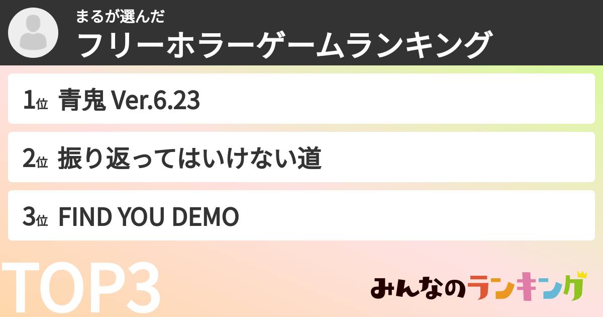 まるさんの「フリーホラーゲームランキング」