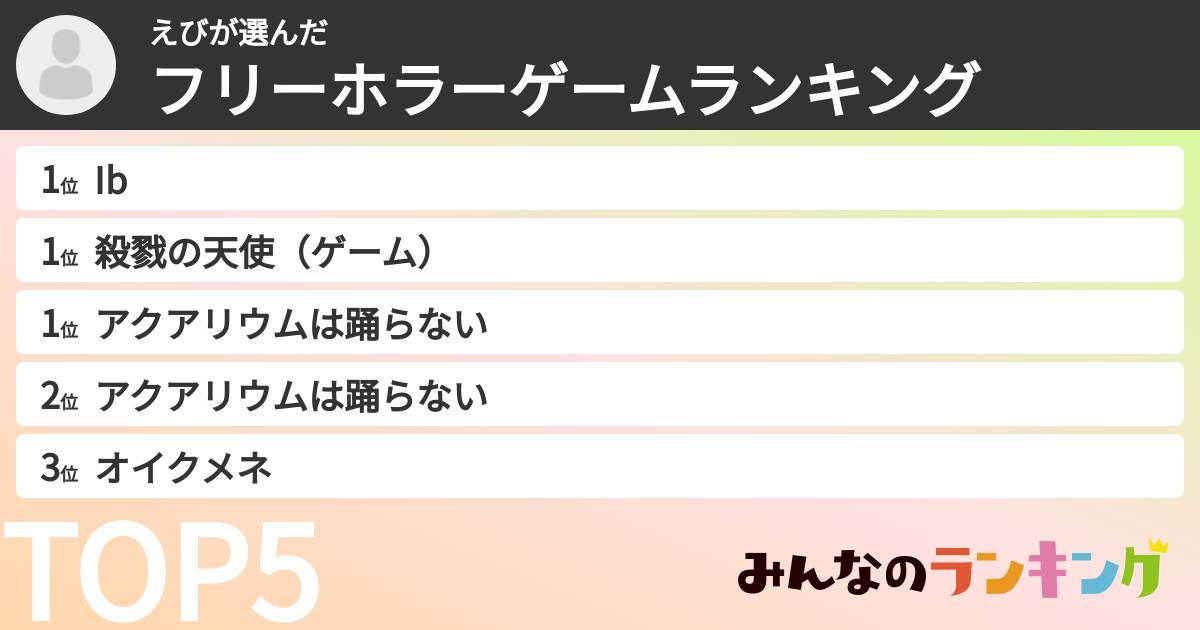 えびさんの「フリーホラーゲームランキング」