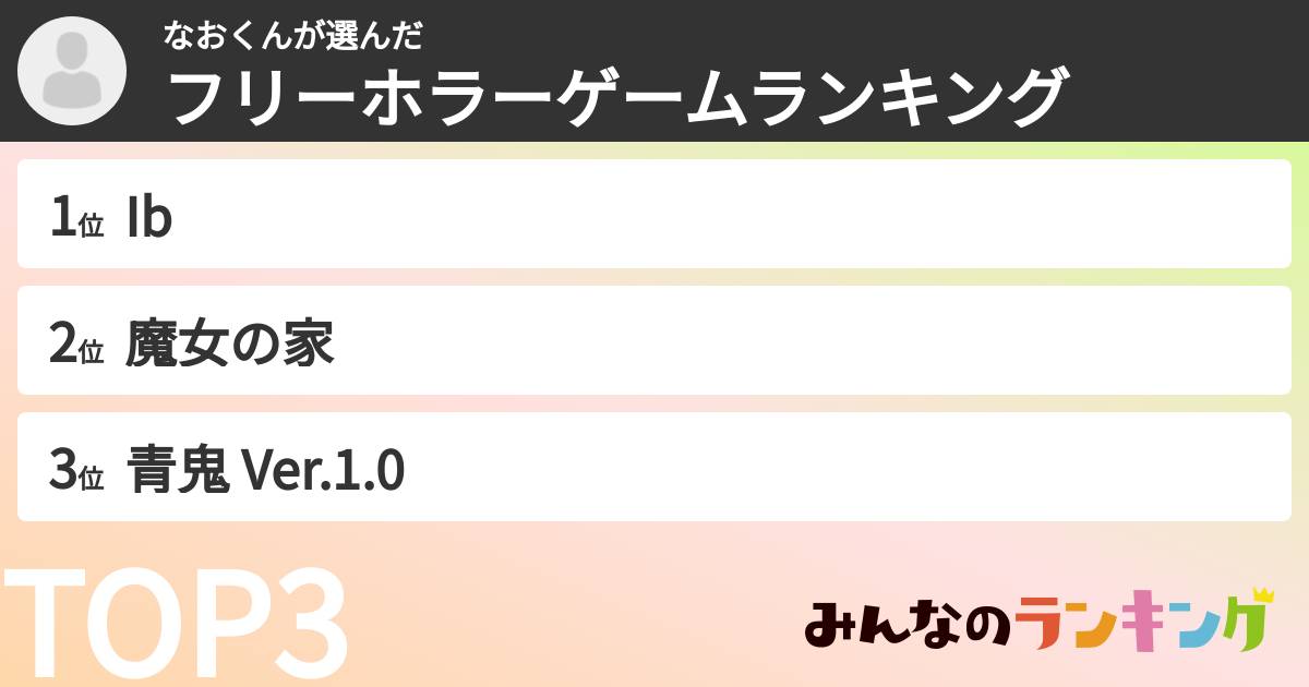 なおくんさんの「フリーホラーゲームランキング」