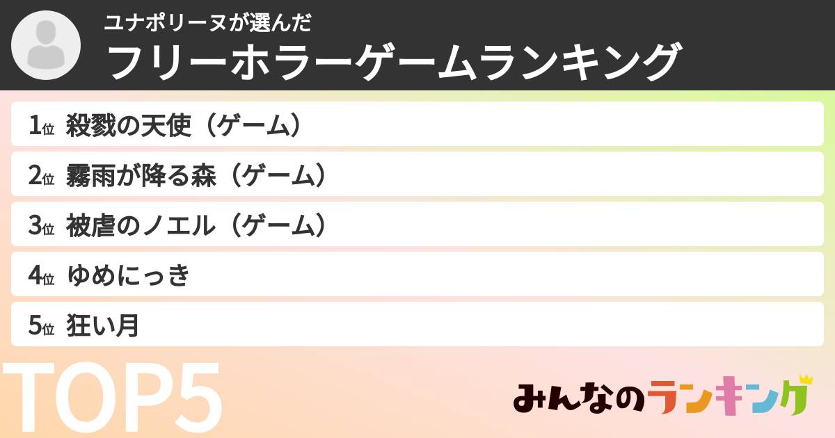 ポリーヌさんの「フリーホラーゲームランキング」