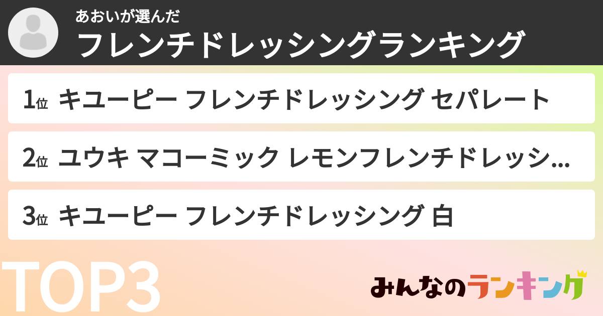 あおいさんの「フレンチドレッシングランキング」