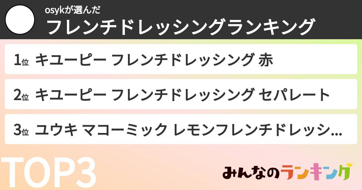 osykさんの「フレンチドレッシングランキング」