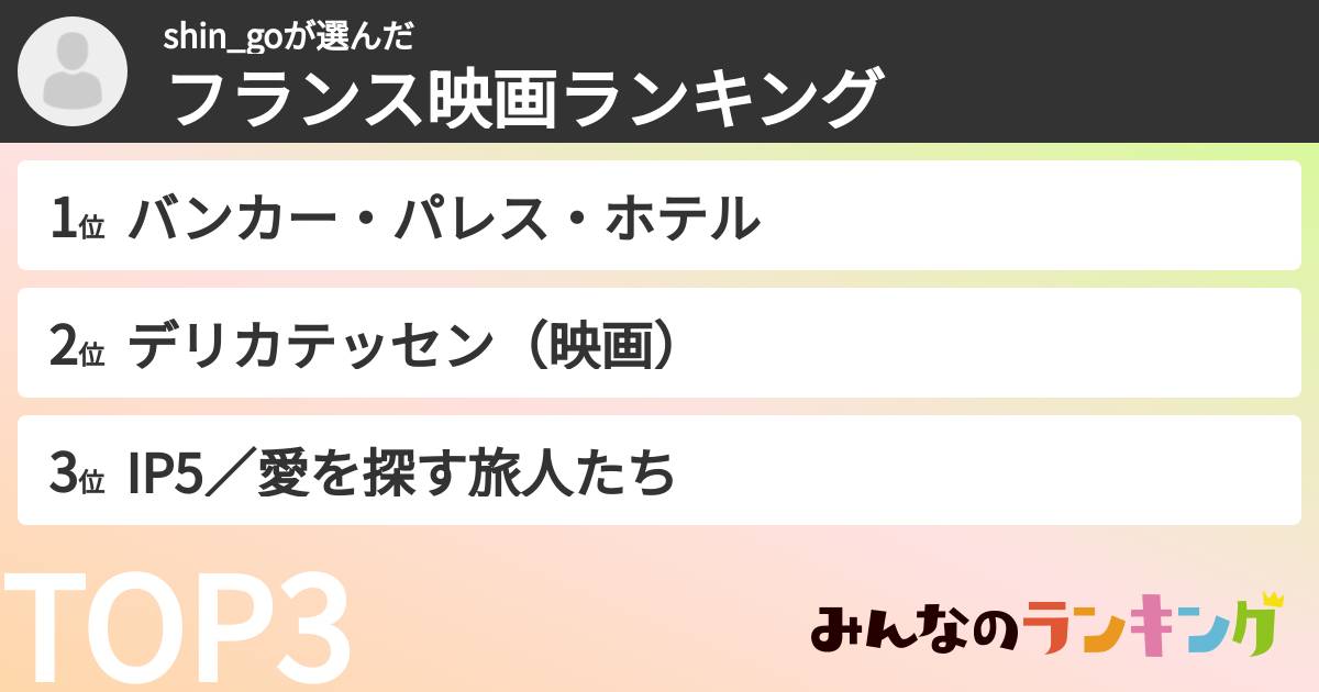shin_goさんの「フランス映画ランキング」