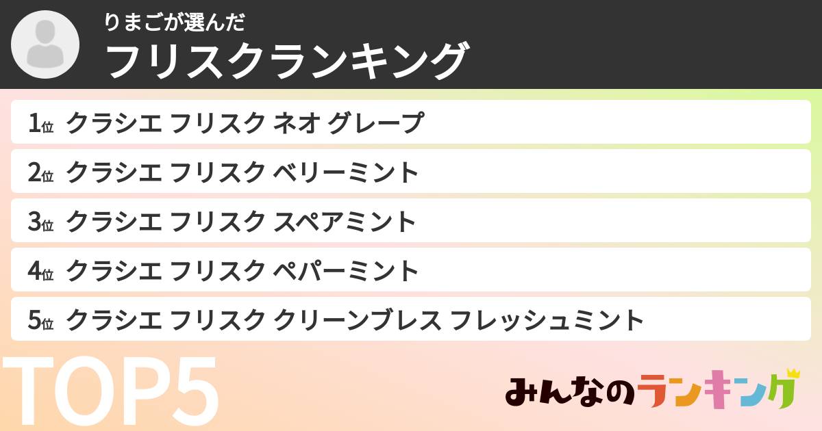 りまごさんの「フリスクランキング」