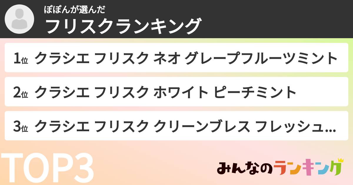 ぽぽんさんの「フリスクランキング」