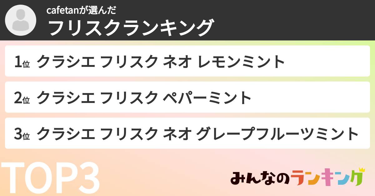 cafetanさんの「フリスクランキング」