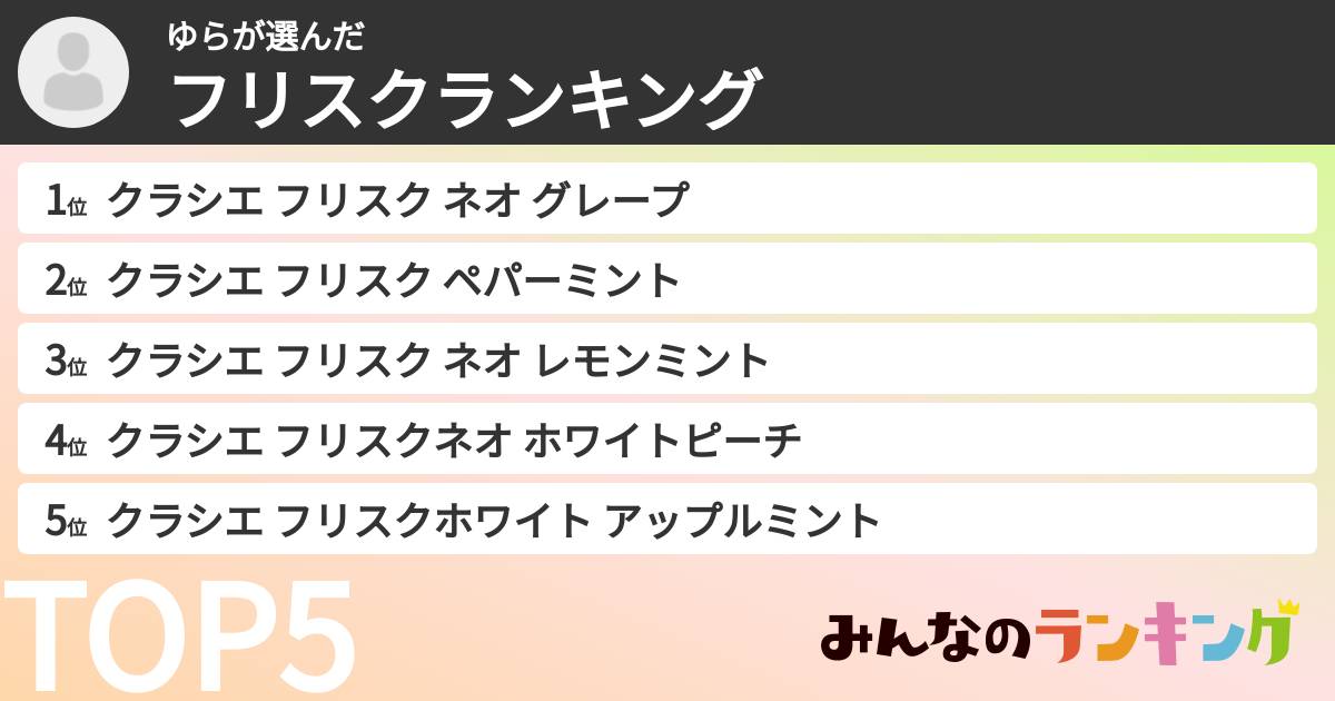 ゆらさんの「フリスクランキング」