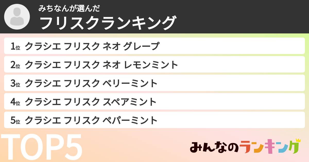 みちなんさんの「フリスクランキング」
