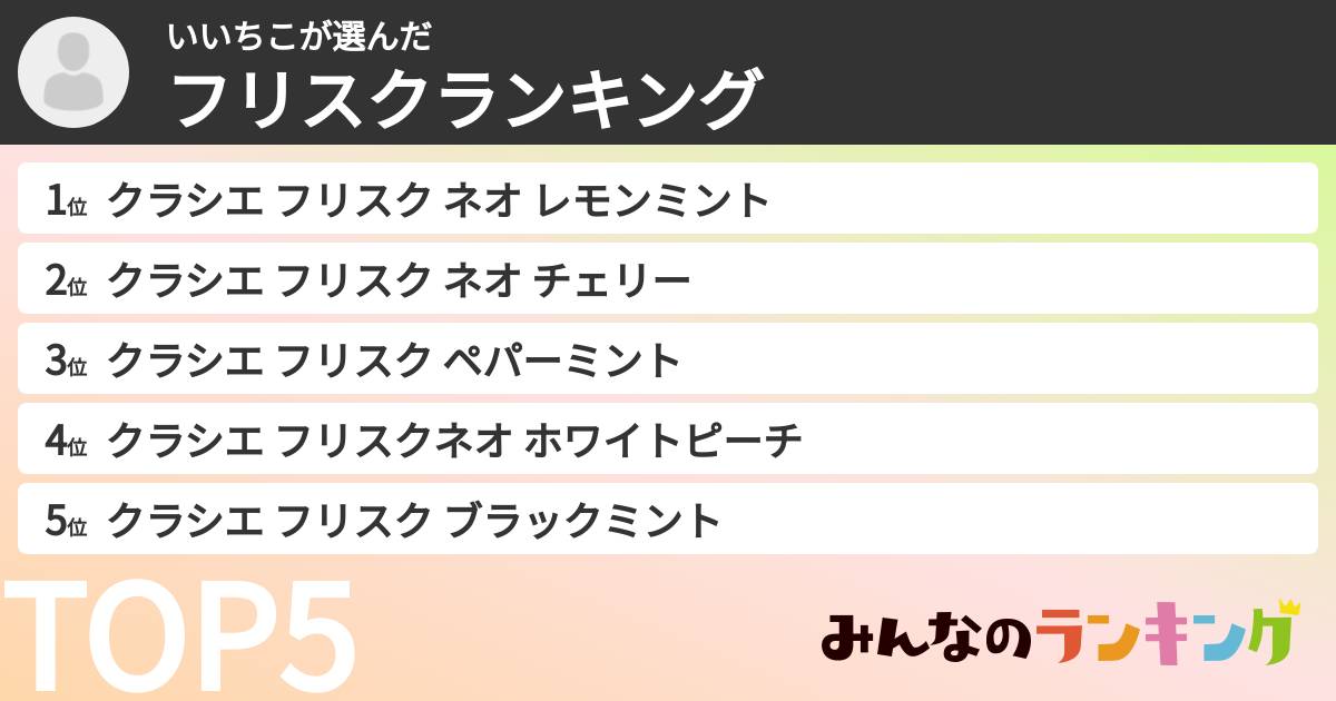 いいちこさんの「フリスクランキング」