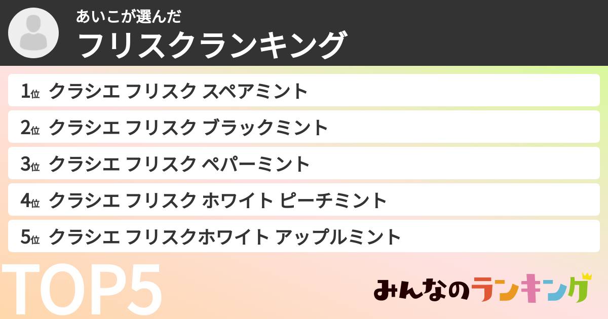 あいこさんの「フリスクランキング」