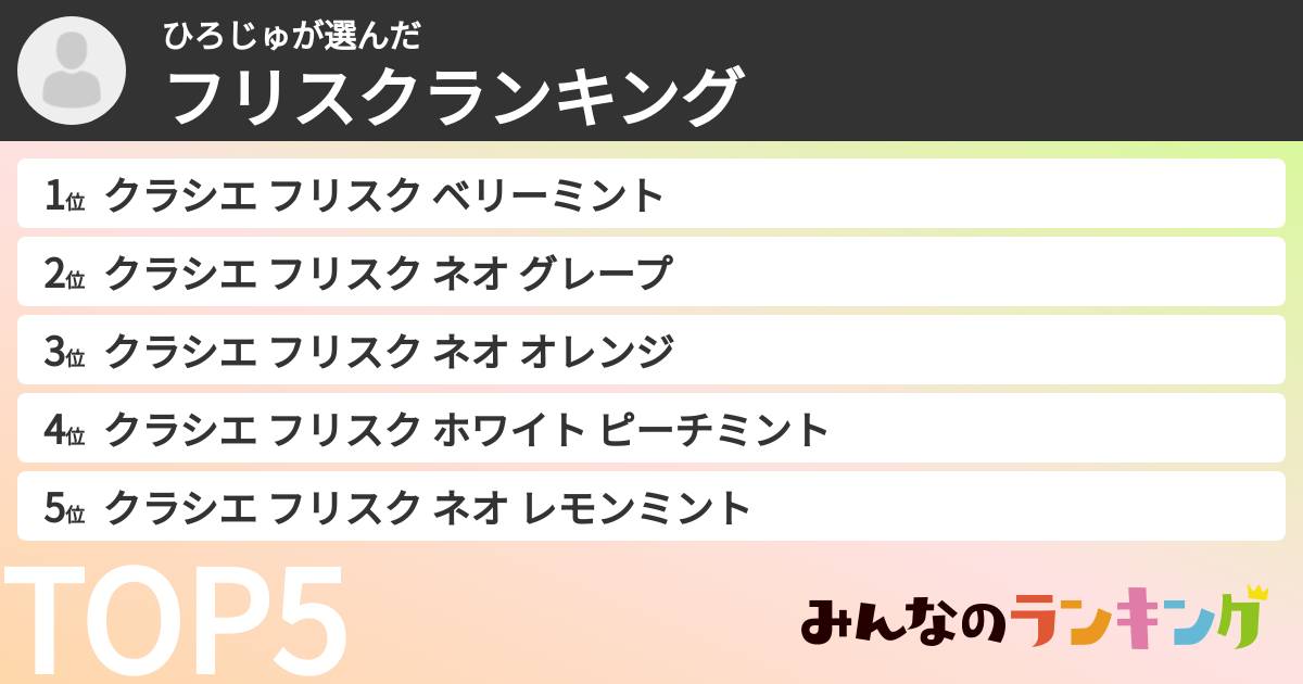 ひろじゅさんの「フリスクランキング」