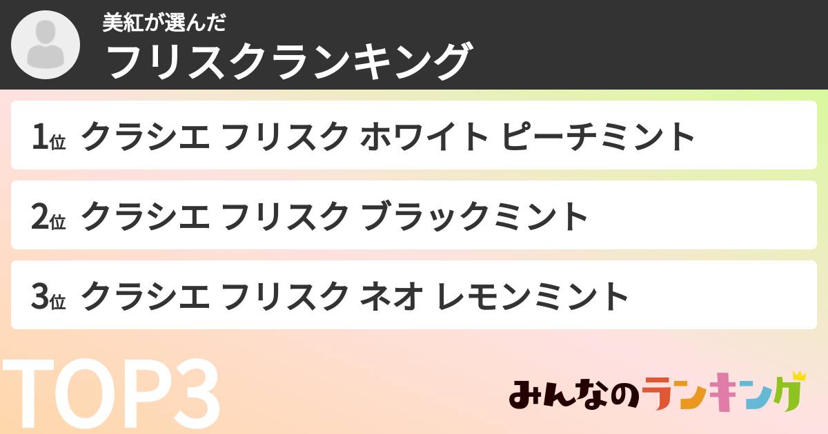 美紅さんの「フリスクランキング」