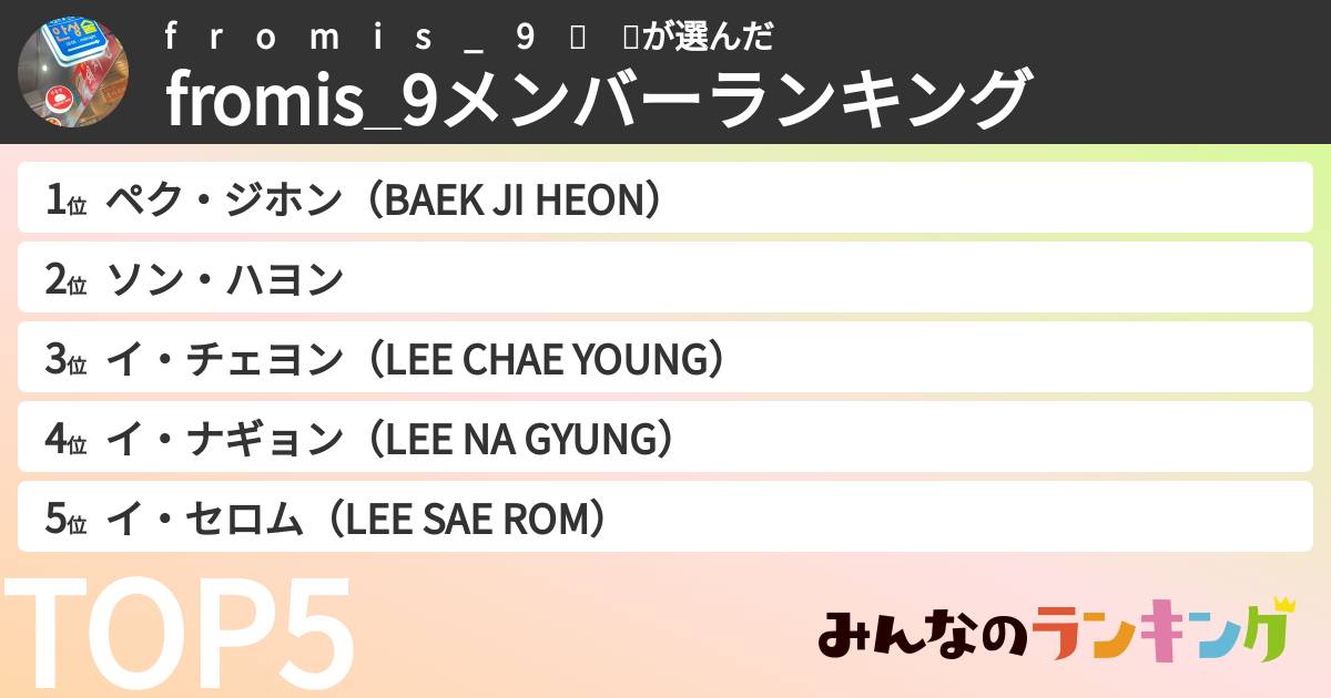 f r o m i s _ 9 💭 🙌さんの「fromis_9メンバーランキング」