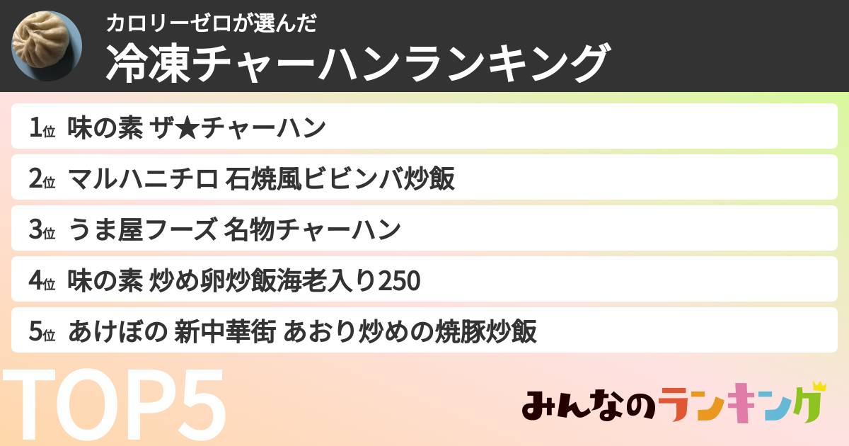 カロリーゼロさんの「冷凍チャーハンランキング」
