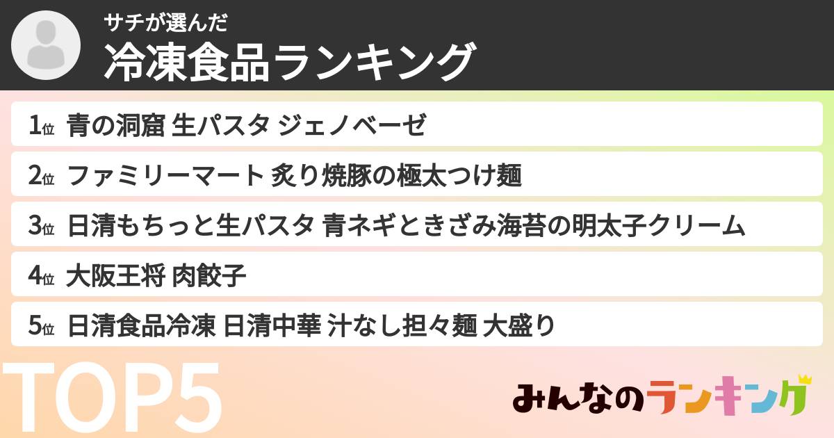 サチさんの「冷凍食品ランキング」