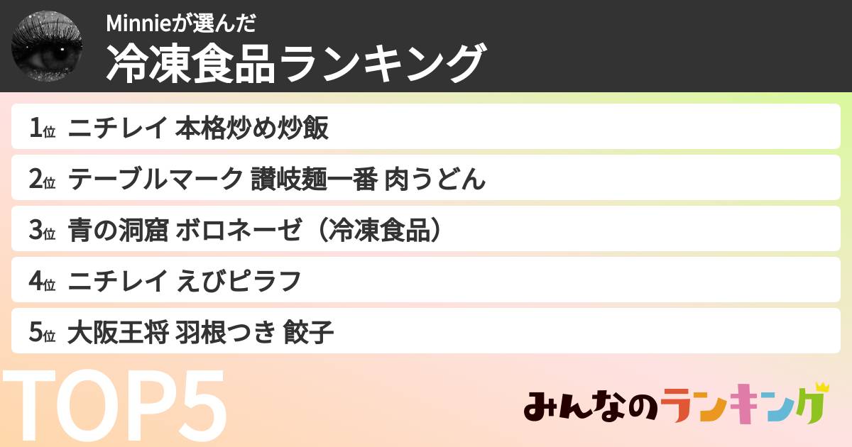 Minnieさんの「冷凍食品ランキング」
