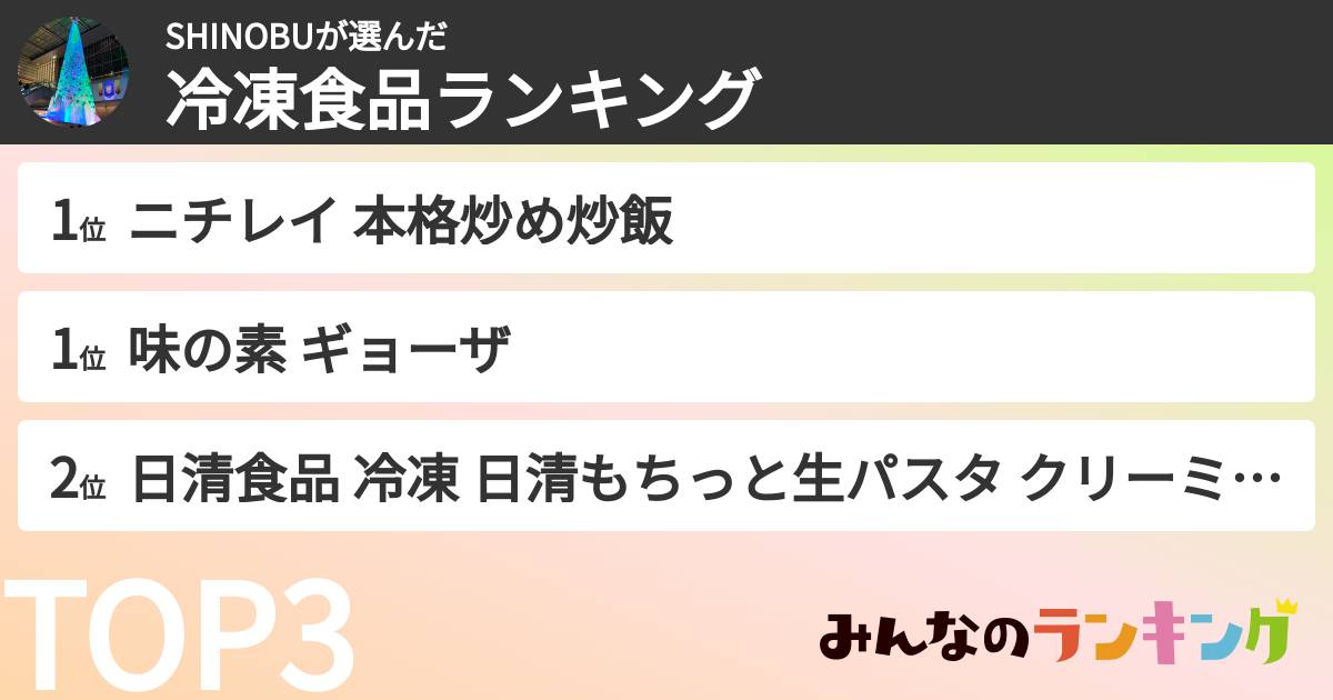 SHINOBUさんの「冷凍食品ランキング」