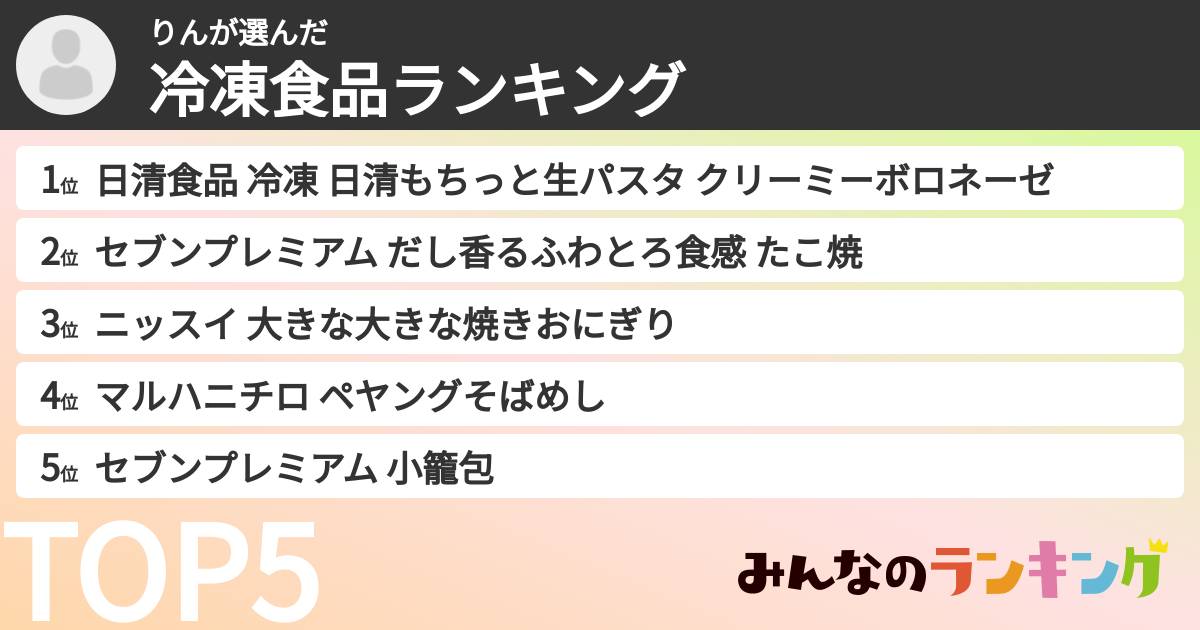 りんさんの「冷凍食品ランキング」