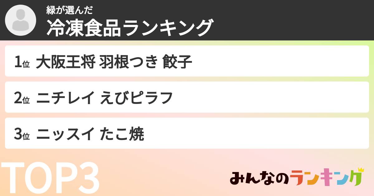 緑さんの「冷凍食品ランキング」