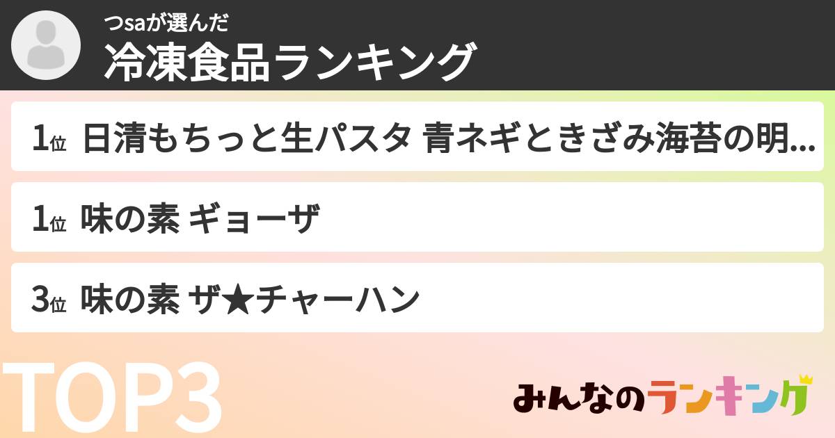 つsaさんの「冷凍食品ランキング」