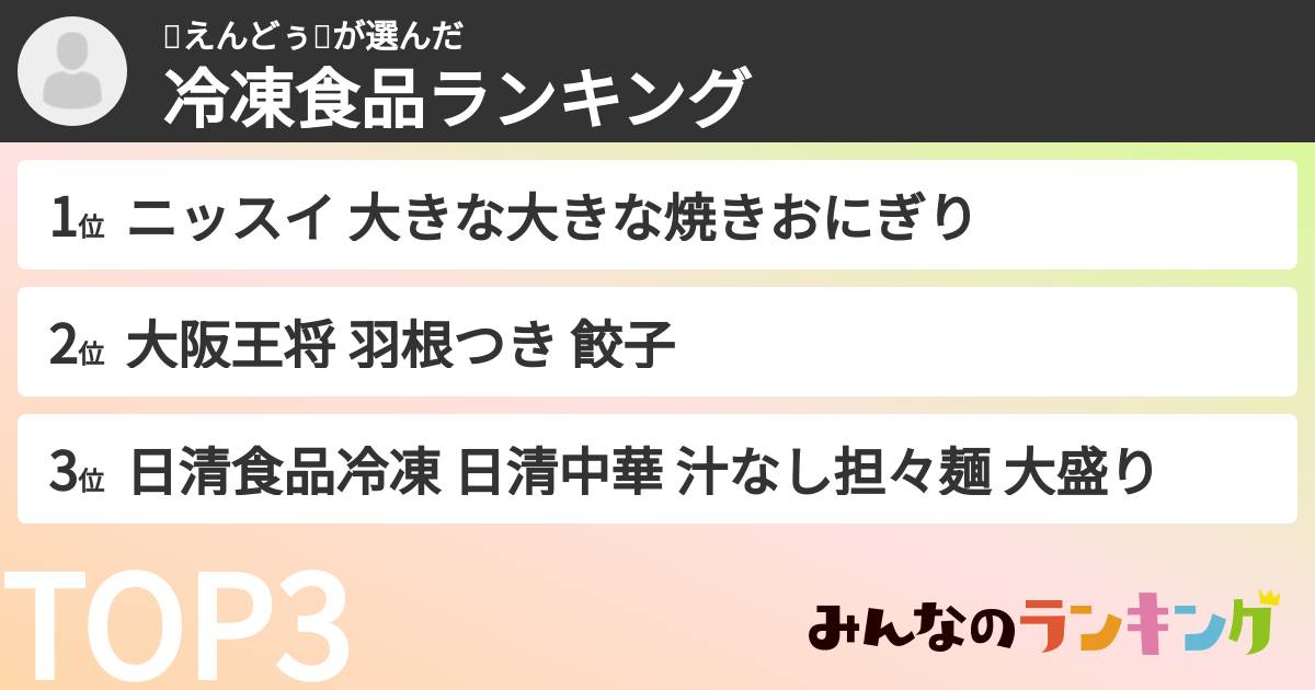 🥚えんどぅ🥚さんの「冷凍食品ランキング」