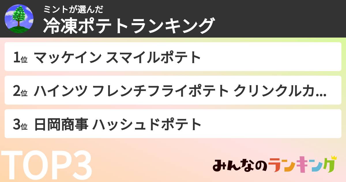 ミントさんの「冷凍ポテトランキング」
