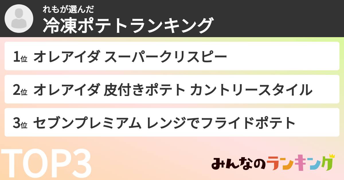 れもさんの「冷凍ポテトランキング」