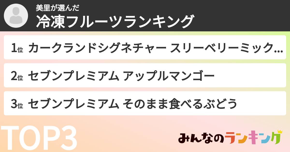 美里さんの「冷凍フルーツランキング」