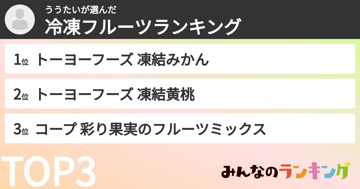ううたいさんの「冷凍フルーツランキング」