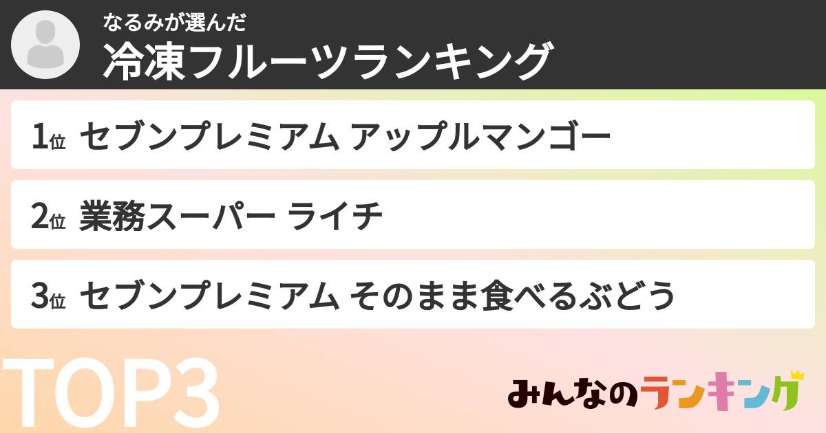 なるみさんの「冷凍フルーツランキング」