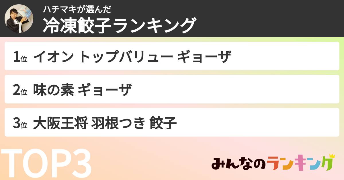 ハチマキさんの「冷凍餃子ランキング」