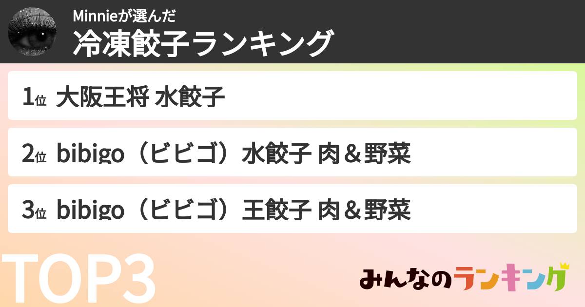 Minnieさんの「冷凍餃子ランキング」