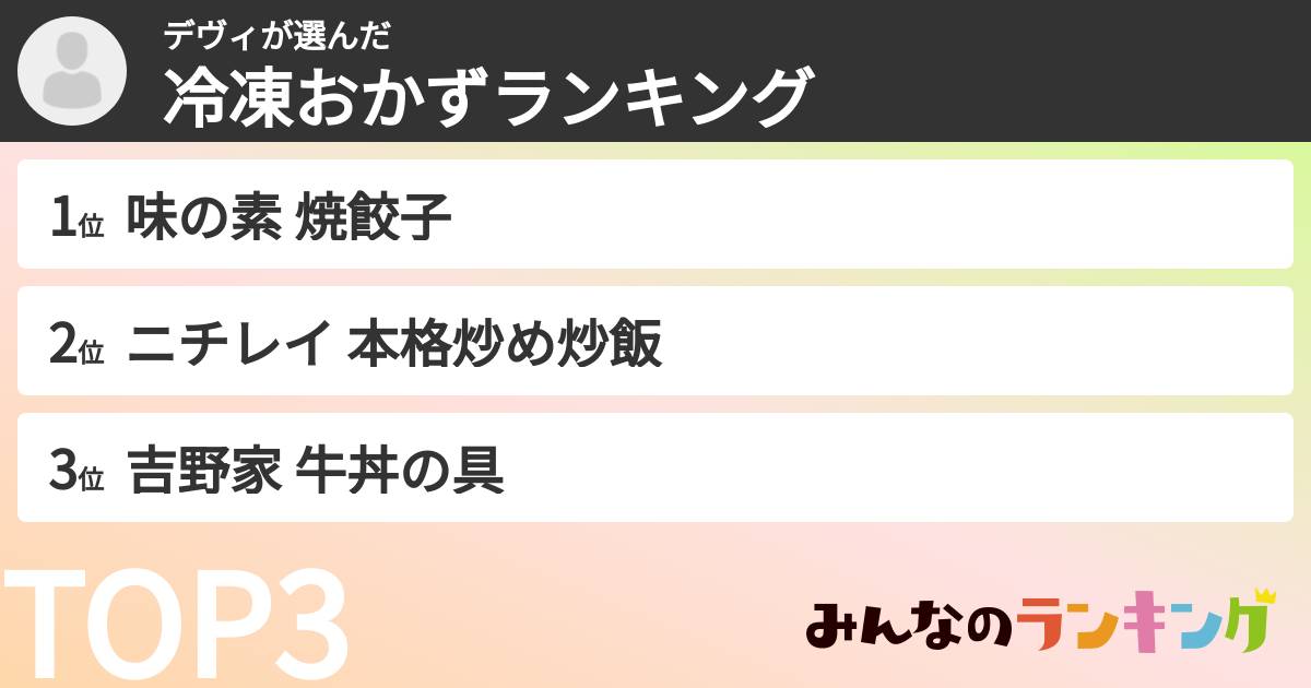 デヴィさんの「冷凍おかずランキング」