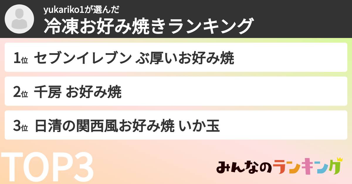 yukariko1さんの「冷凍お好み焼きランキング」