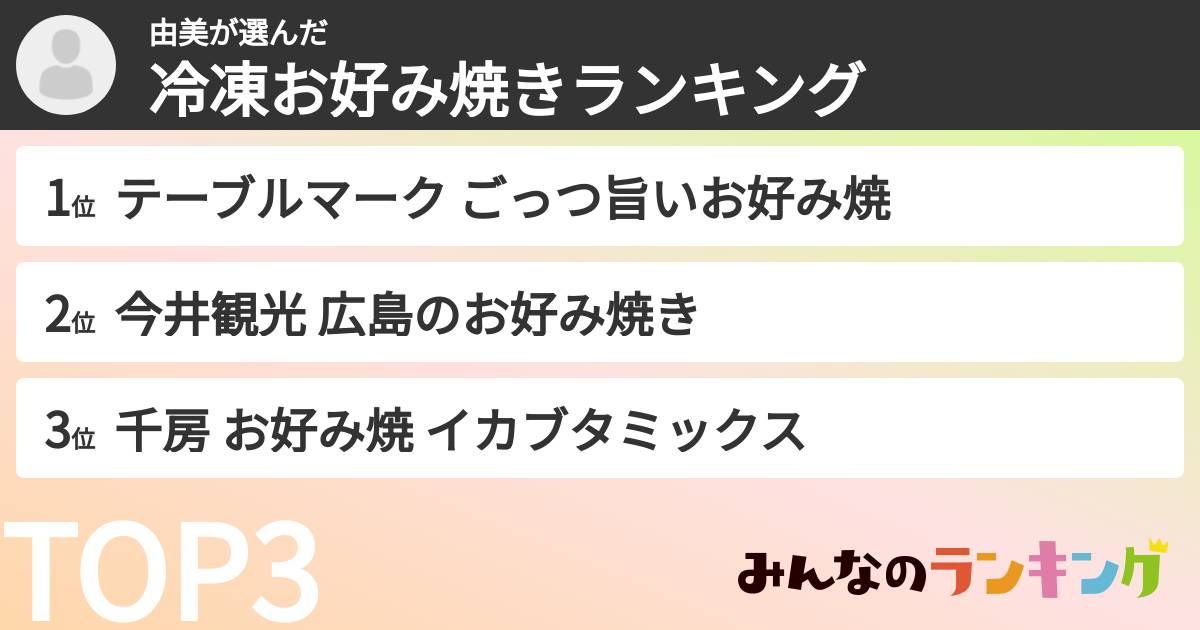 由美さんの「冷凍お好み焼きランキング」