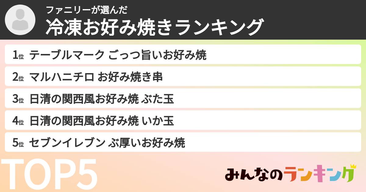 ファニリーさんの「冷凍お好み焼きランキング」