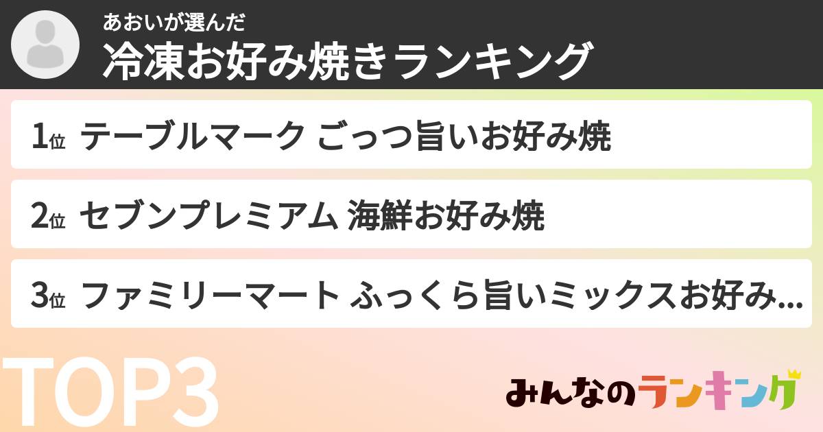 あおいさんの「冷凍お好み焼きランキング」