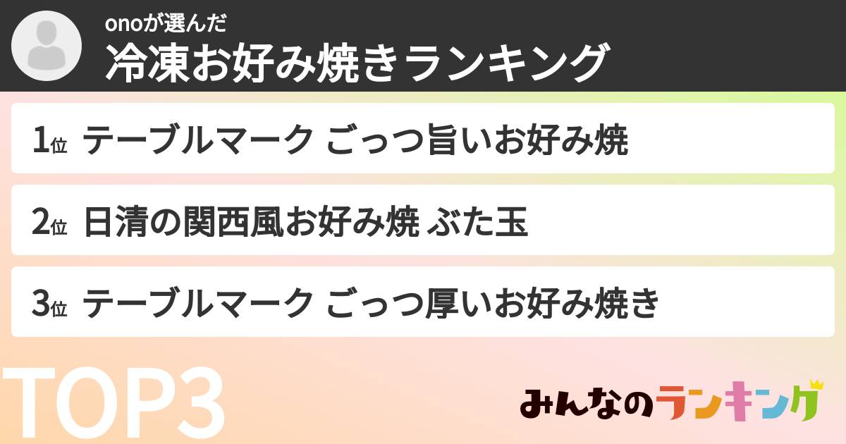 onoさんの「冷凍お好み焼きランキング」