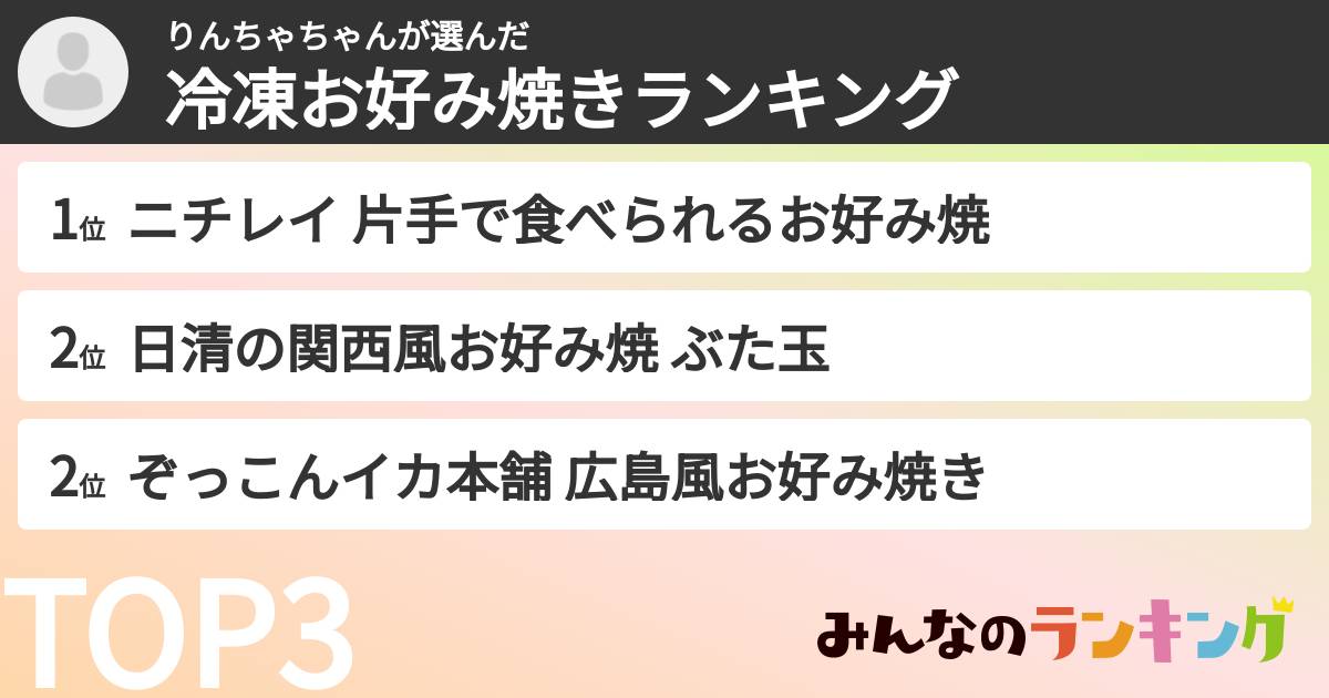 りんちゃちゃんさんの「冷凍お好み焼きランキング」