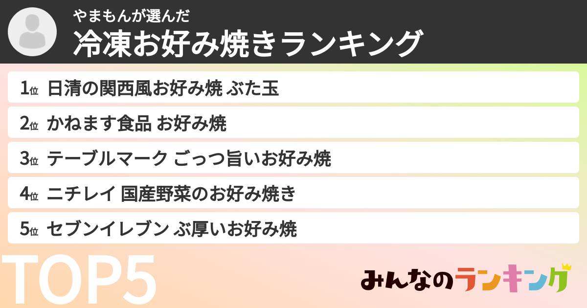 やまもんさんの「冷凍お好み焼きランキング」
