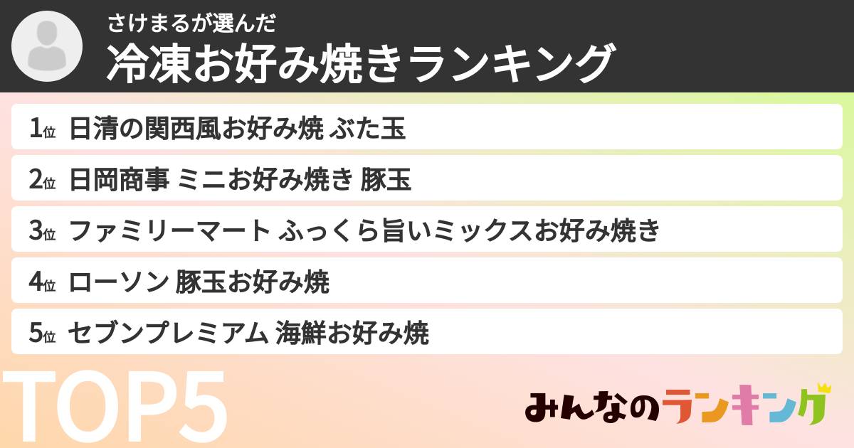 さけまるさんの「冷凍お好み焼きランキング」