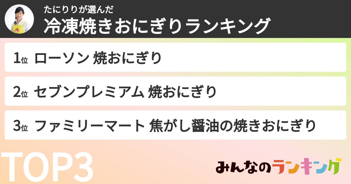 たにりりさんの「冷凍焼きおにぎりランキング」