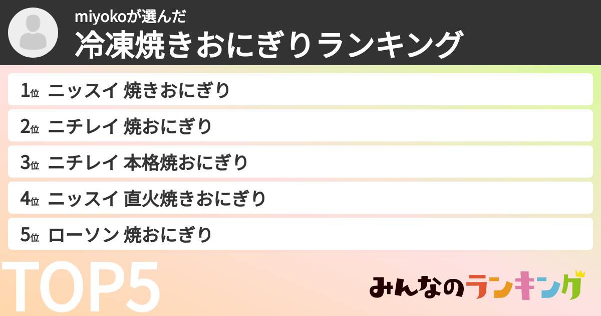 miyokoさんの「冷凍焼きおにぎりランキング」
