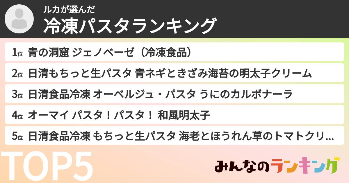 ルカさんの「冷凍パスタランキング」