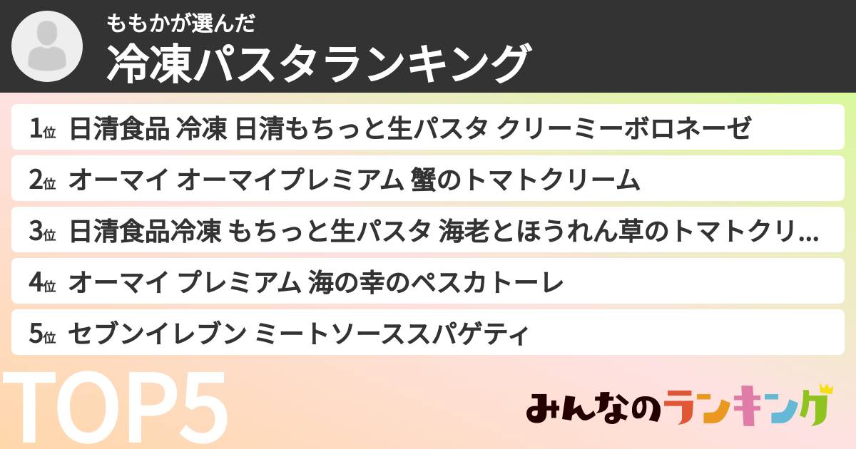 ももかさんの「冷凍パスタランキング」