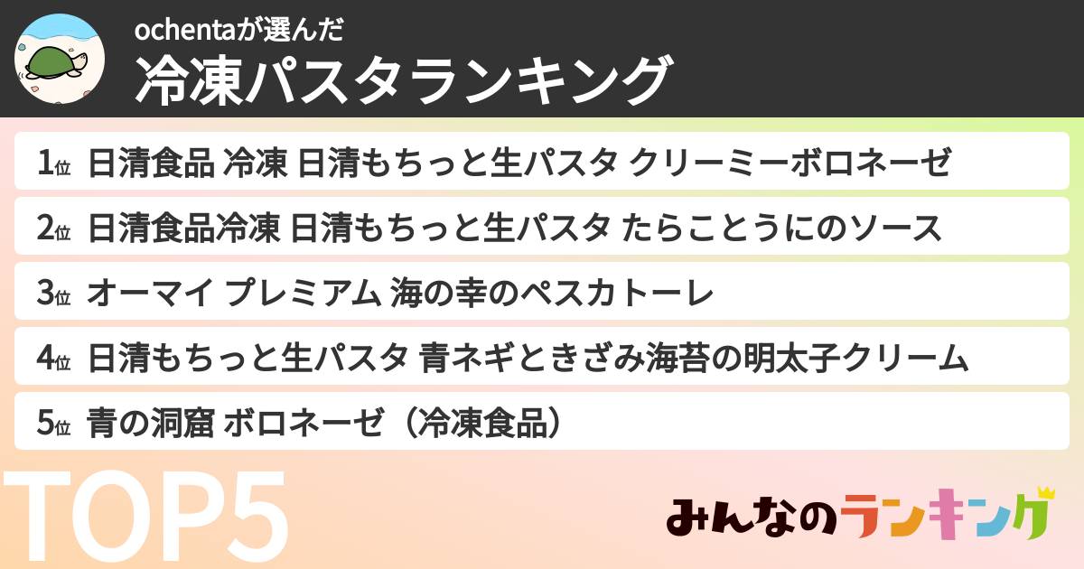 ochentaさんの「冷凍パスタランキング」